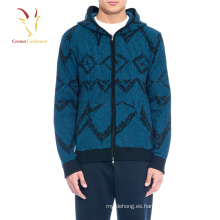 Sudadera con capucha y cremallera de hombre liso Cárdigan con cachemira de Intarsia